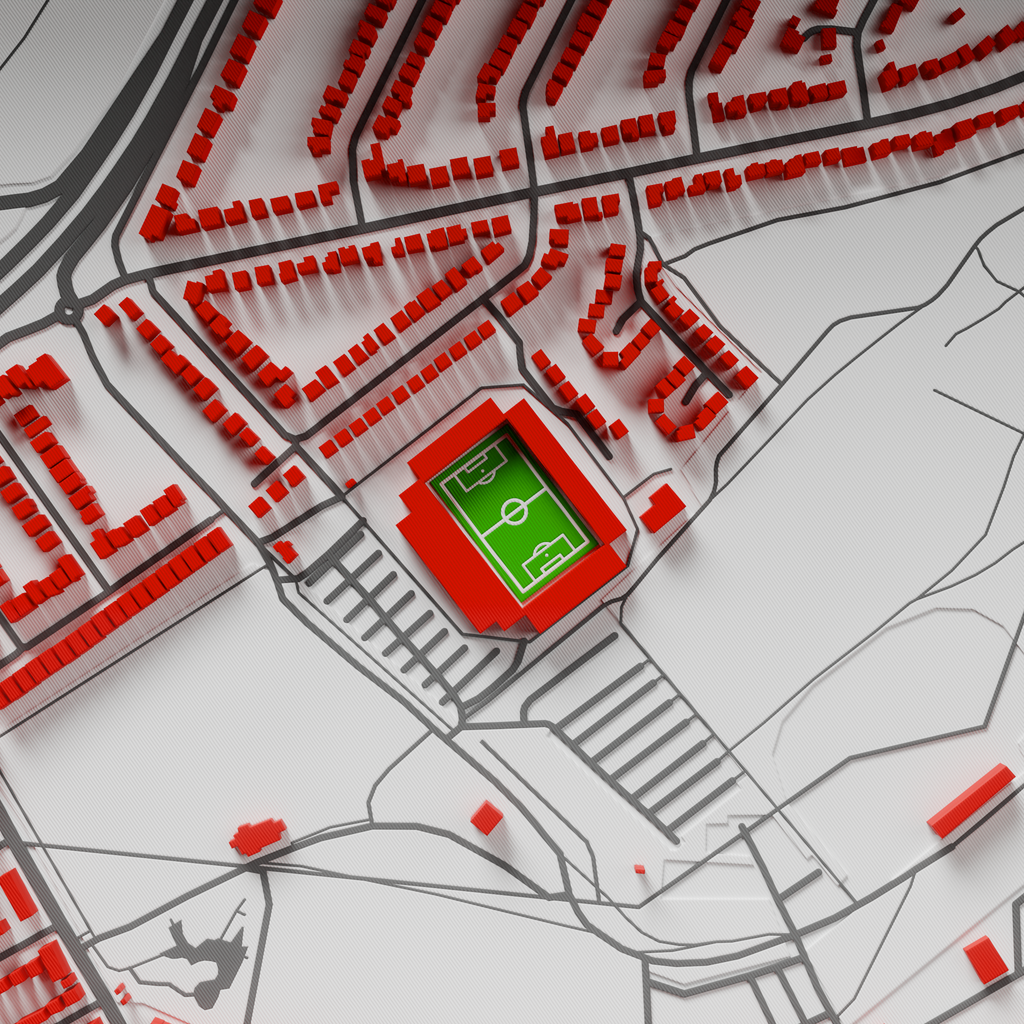 Dean Court 3D Vitality Football Stadium Map - Bournemouth