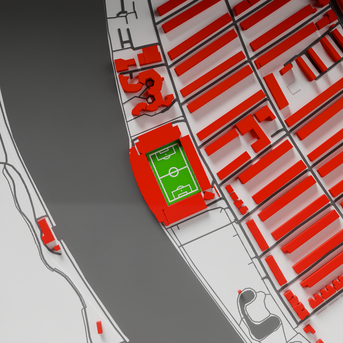 Craven Cottage Stadium 3D Football Map - Fulham
