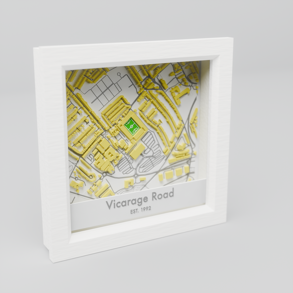 Vicarage Road 3D Football Stadium Map - Watford